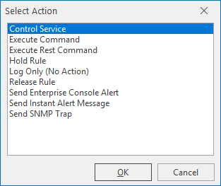 An image showing the Select Action dialog
